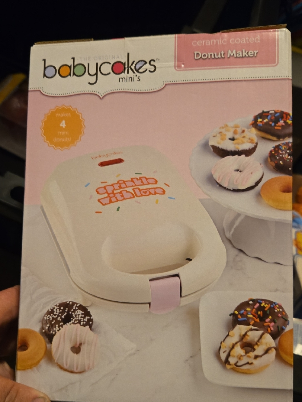 Mini Ceramic Coated Donut Maker - Pink and White